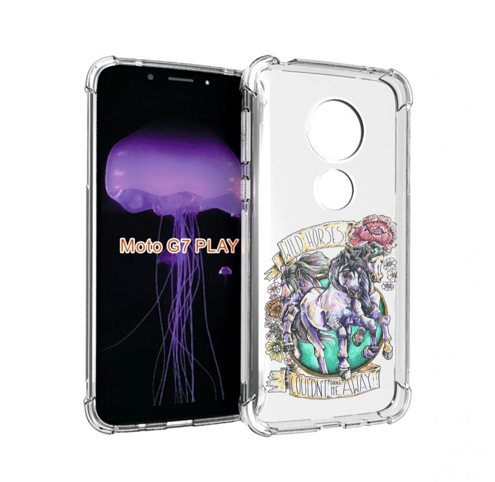 

Чехол MyPads рисунок коней в цветах для Motorola Moto G7 Play, Прозрачный, Tocco