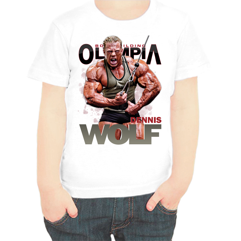 

Футболка мальчику белая 24 р-р bodibilding olimpia dennis wolf, Белый, fdm_dennis_wolf