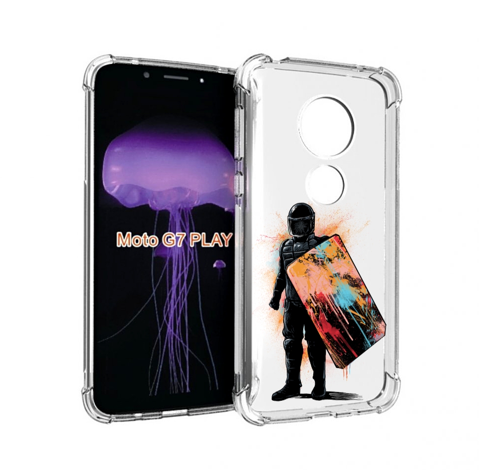 

Чехол MyPads солдат с красочным щитом для Motorola Moto G7 Play, Прозрачный, Tocco