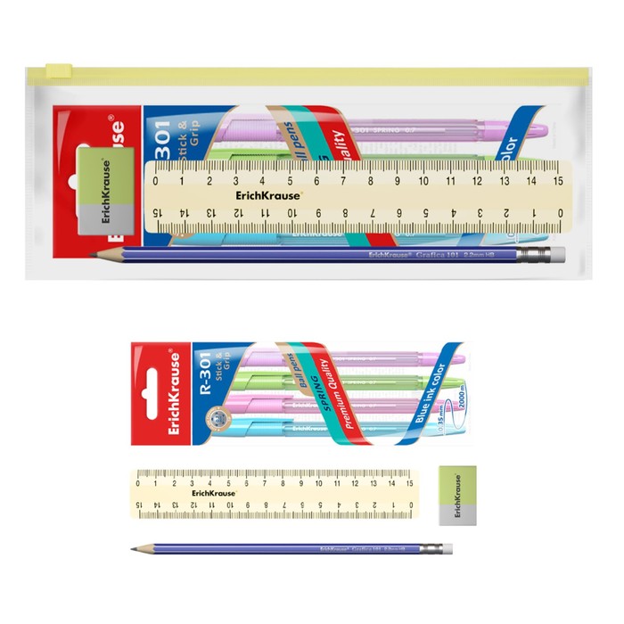 Набор в ZIP-пакете ErichKrause Pastel, 7 предметов, жёлтый 100032072211 желтый
