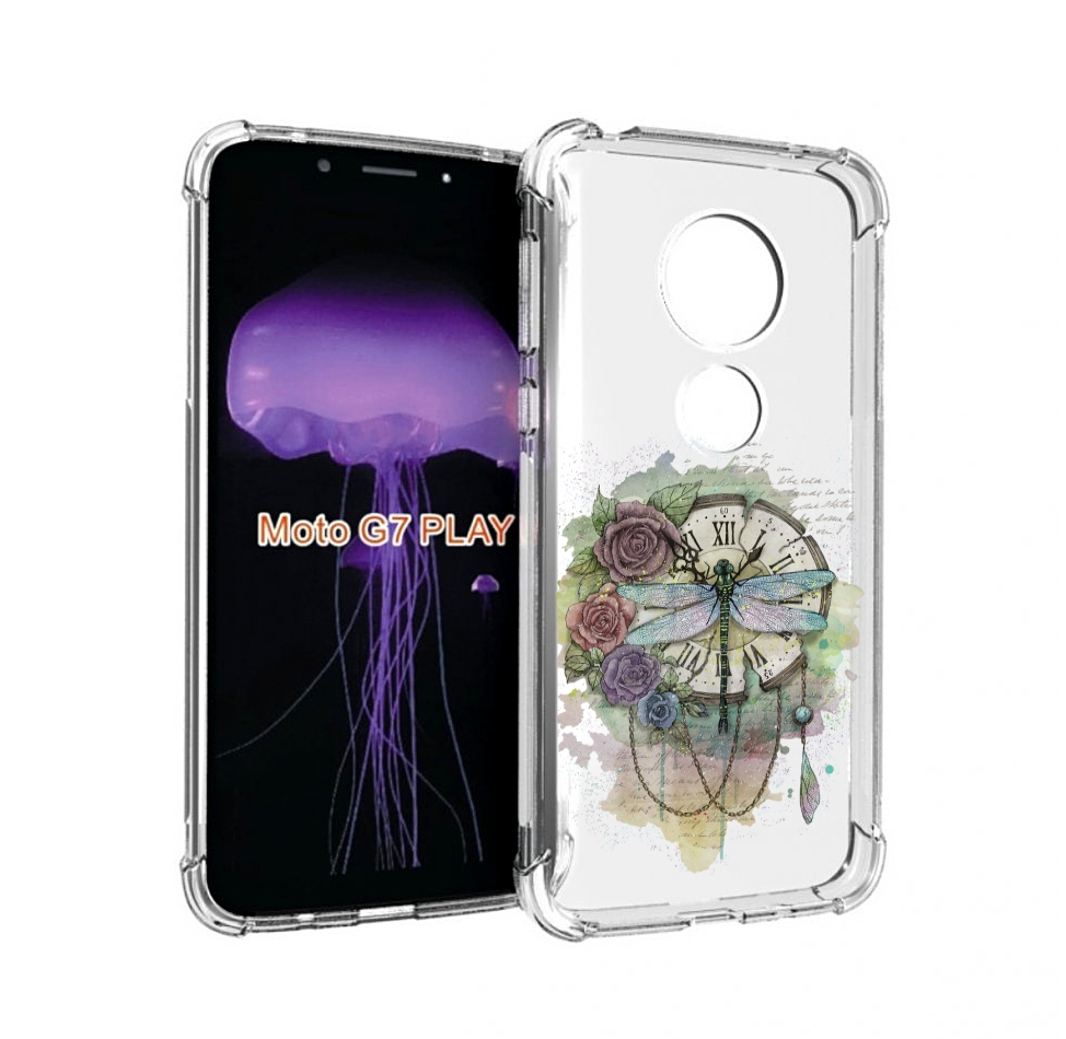 Чехол MyPads старинные часы в цветах для Motorola Moto G7 Play