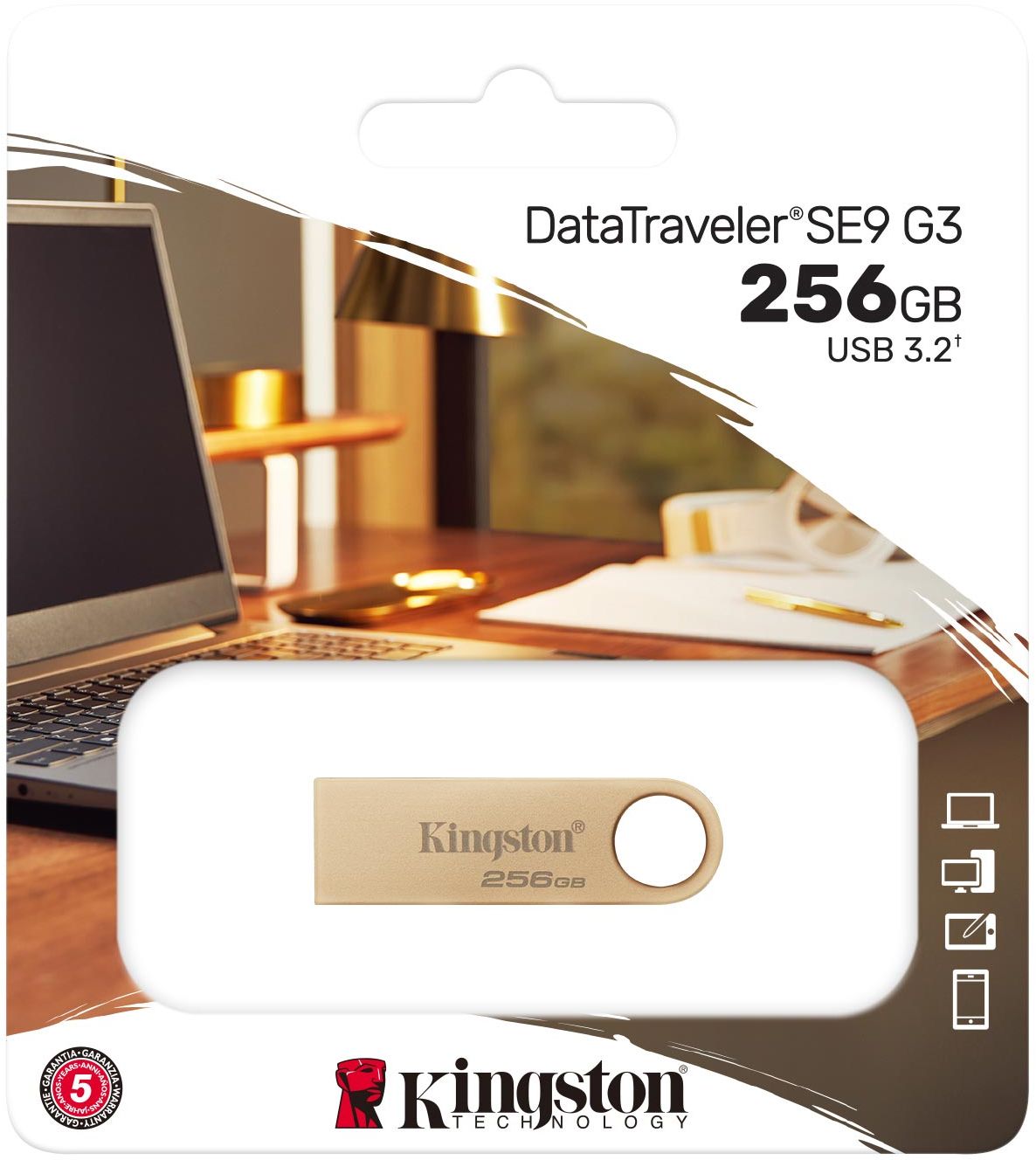 

Флеш диск Kingston DataTraveler SE9 256ГБ, USB3.0, золотистый, SE9