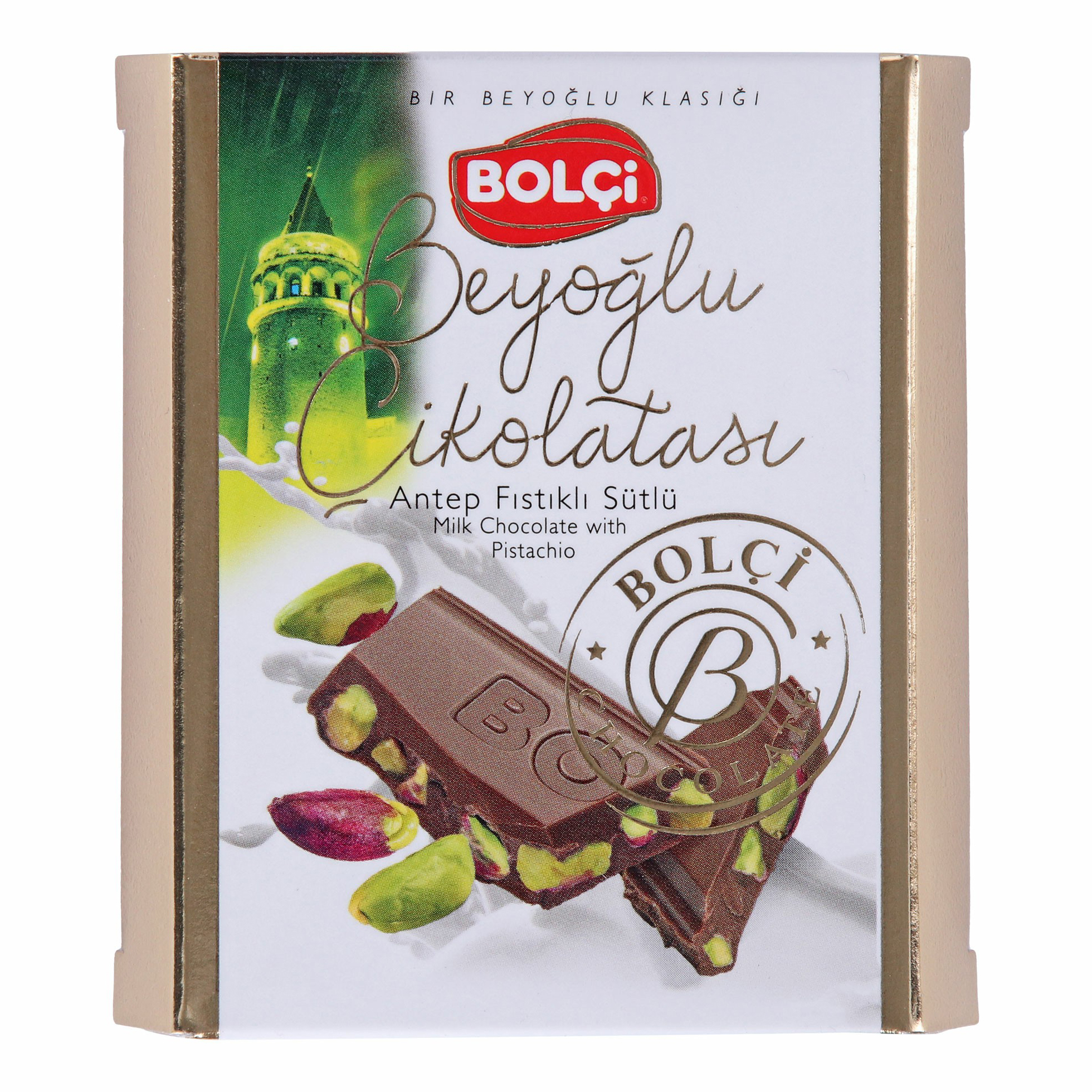 Шоколад Bolci молочный с цельной фисташкой 60 г