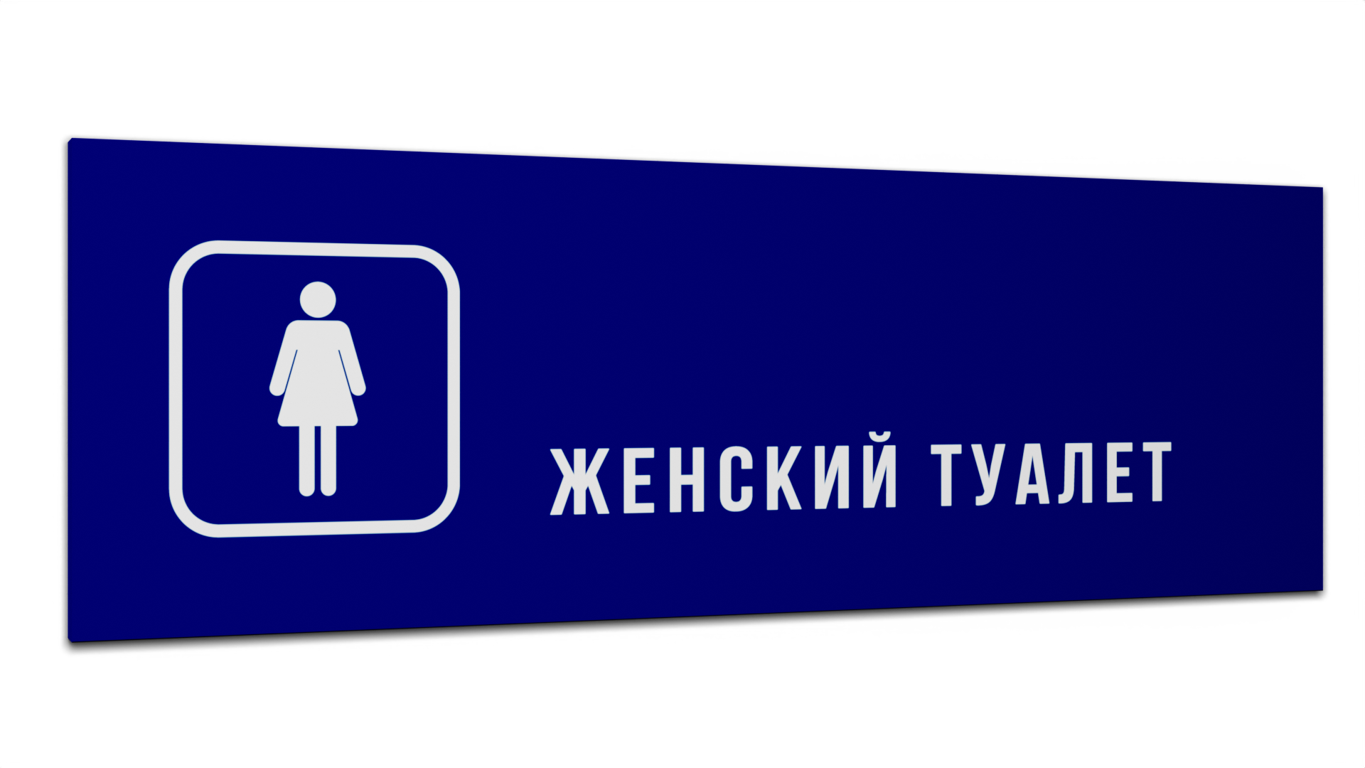Табличка Женский туалет, Синяя матовая, 30 см х 10 см