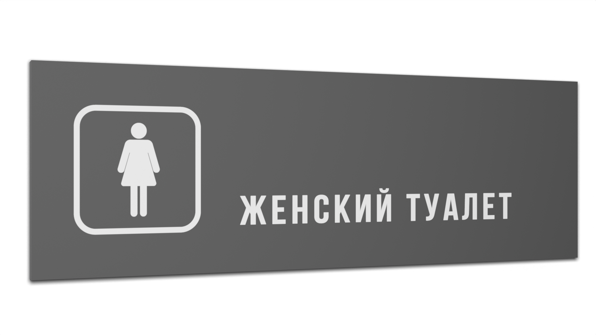 

Табличка Женский туалет, Серая матовая, 30 см х 10 см, Серый, Пластик серый 30