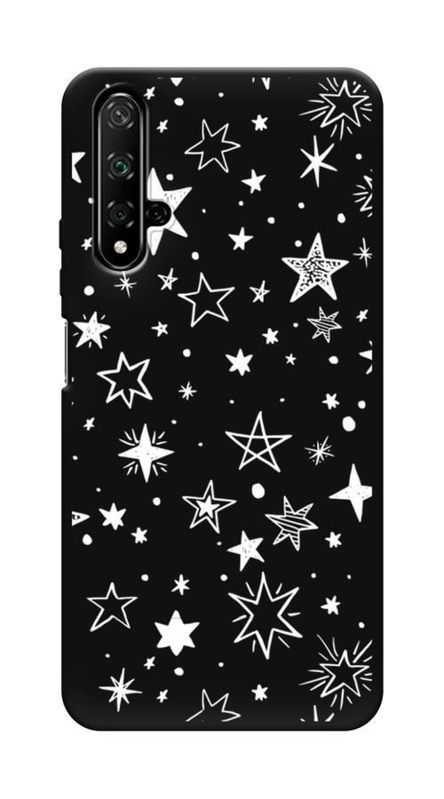 

Чехол Awog на Huawei Nova 5T "Звездочки графика белая", Разноцветный, 610552-1