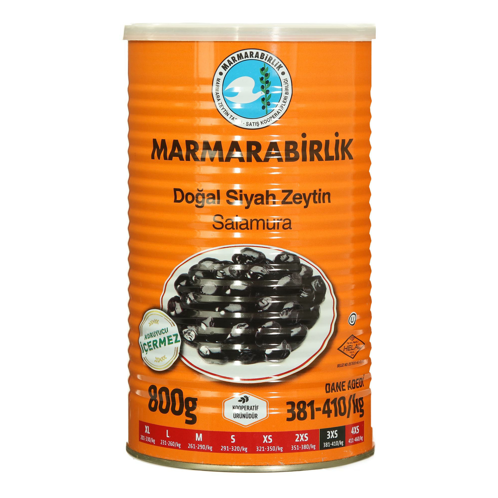 

Оливки Marmarabirlik Lux 381-410 3XS 800 г