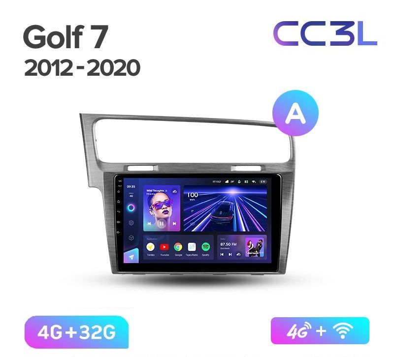 Магнитола TEYES VOLKSWAGEN GOLF 7 2012-2020 г. CC3L 4/32ГБ Android 10, IPS экран, DSP, 4G