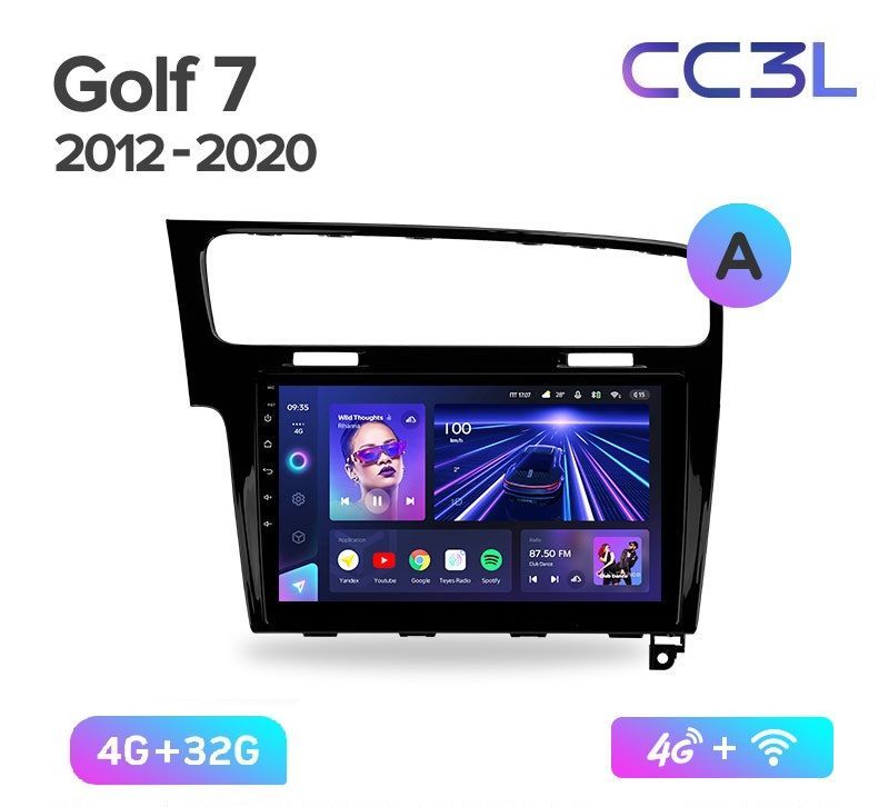 Магнитола TEYES VOLKSWAGEN GOLF 7 2012-2020 г. CC3L 4/32ГБ Android 10, IPS экран, DSP, 4G