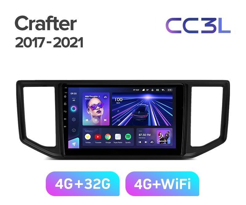Магнитола TEYES VOLKSWAGEN CRAFTER 2017-2021г CC3L 432ГБ Android 10 IPS экран DSP 4G 4589000₽