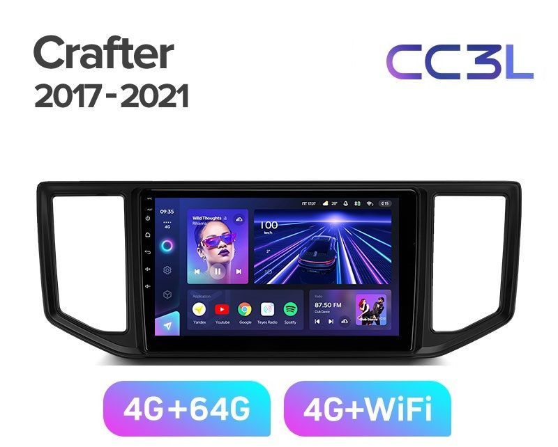 Магнитола TEYES VOLKSWAGEN CRAFTER 2017-2021г CC3L 464ГБ Android 10 IPS экран DSP 4G 4789000₽