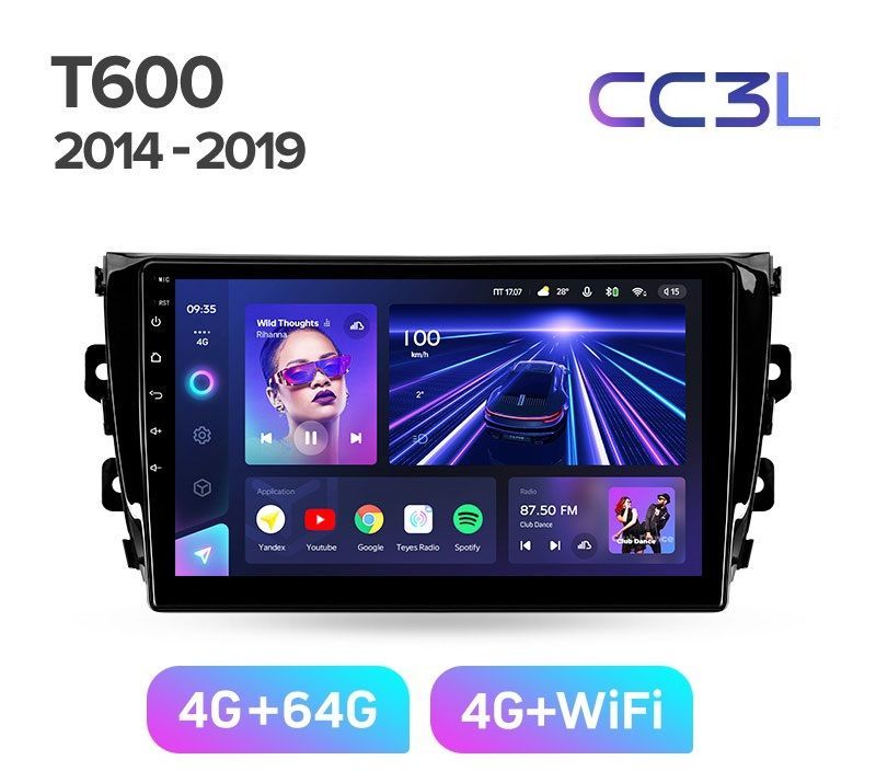 Магнитола TEYES ZOTYE T600 2014-2019 г CC3L 464ГБ Android 10 IPS экран DSP 4G модем 4889000₽