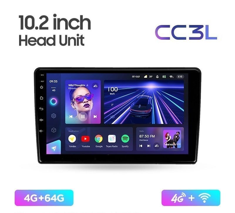 Магнитола TEYES CC3L 464ГБ 10 дюймов Android 10 IPS экран DSP 4G модем чип-усилитель 4489000₽