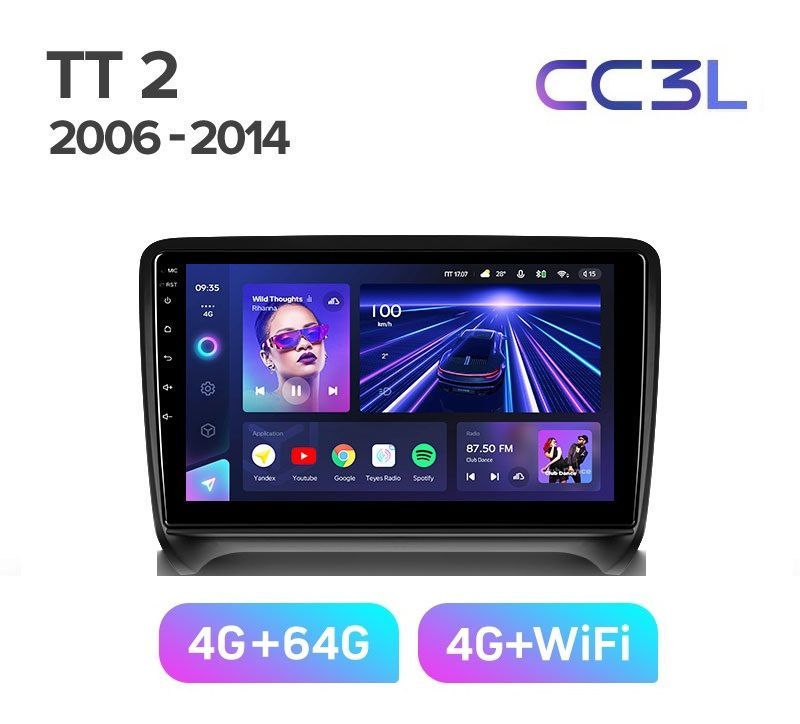 Магнитола TEYES AUDI TT 2006-2014 г CC3L 464ГБ Android 10 IPS экран DSP 4G модем чип 4789000₽