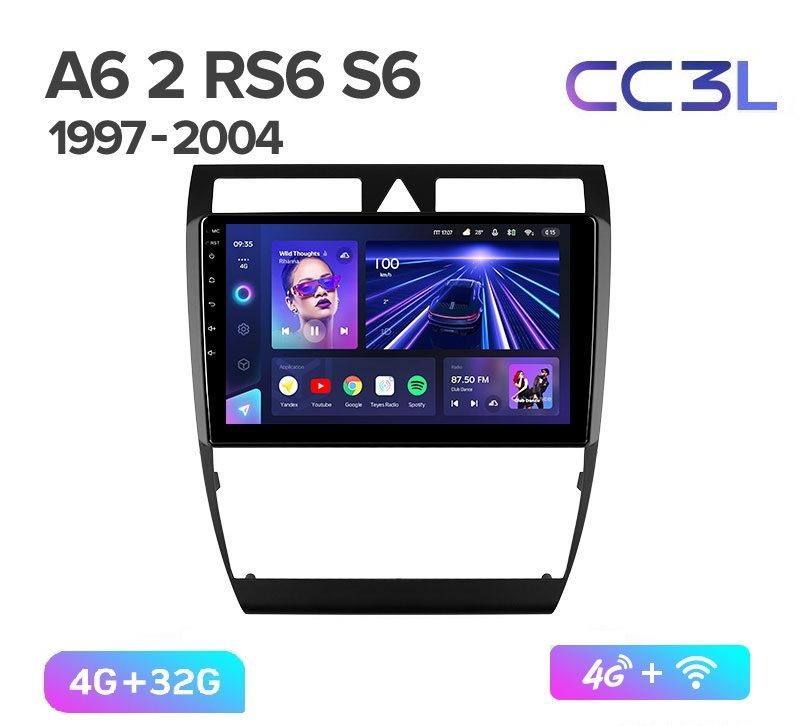 Магнитола TEYES AUDI A6 1997-2004 г CC3L 432ГБ Android 10 IPS экран DSP 4G модем чип 4689000₽