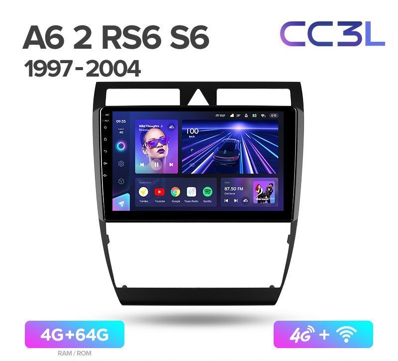 Магнитола TEYES AUDI A6 1997-2004 г CC3L 464ГБ Android 10 IPS экран DSP 4G модем чип 4889000₽