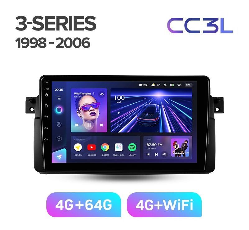 Магнитола Teyes BMW 3-Series E46 1998-2006 г CC3L 464ГБ Android 10 QLED экран DSP 4G 4889000₽