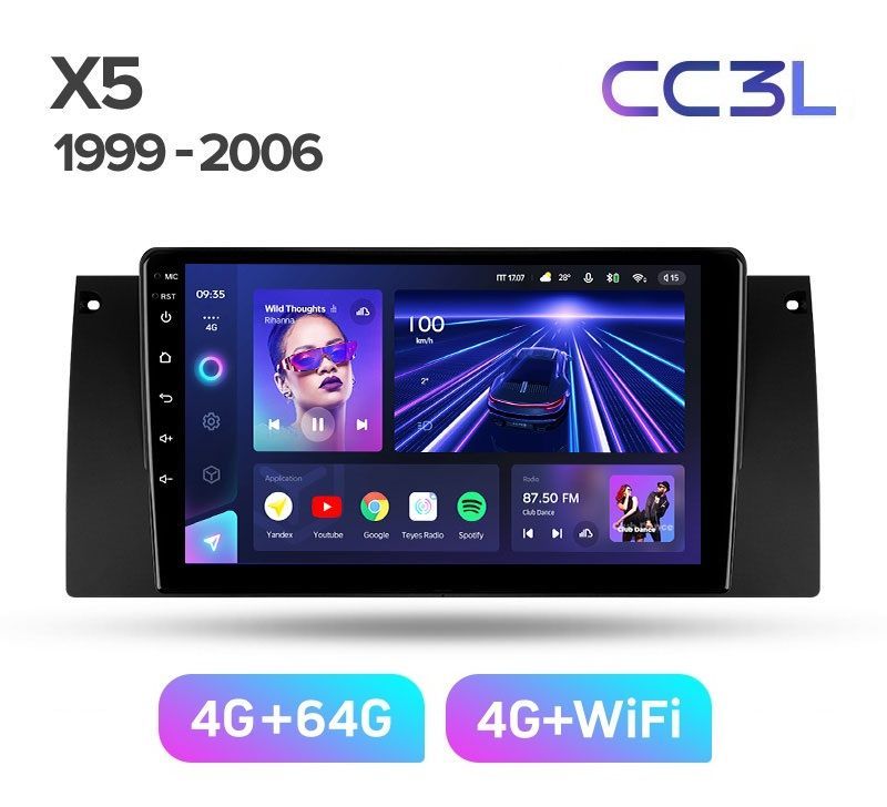 Магнитола Teyes BMW X5 E39E53 1999-2006 г CC3L 432ГБ Android 10 QLED экран DSP 4G мо 4789000₽