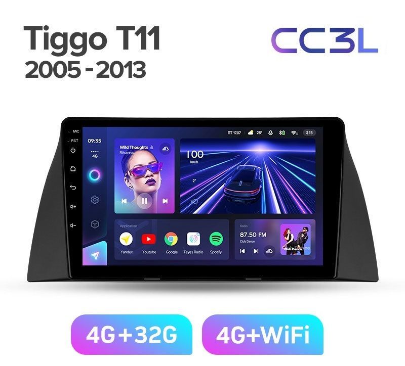 Магнитола TEYES CHERY TIGGO T11 2005-2013 г CC3L 432ГБ Android 10 IPS экран DSP 4G мо 4589000₽
