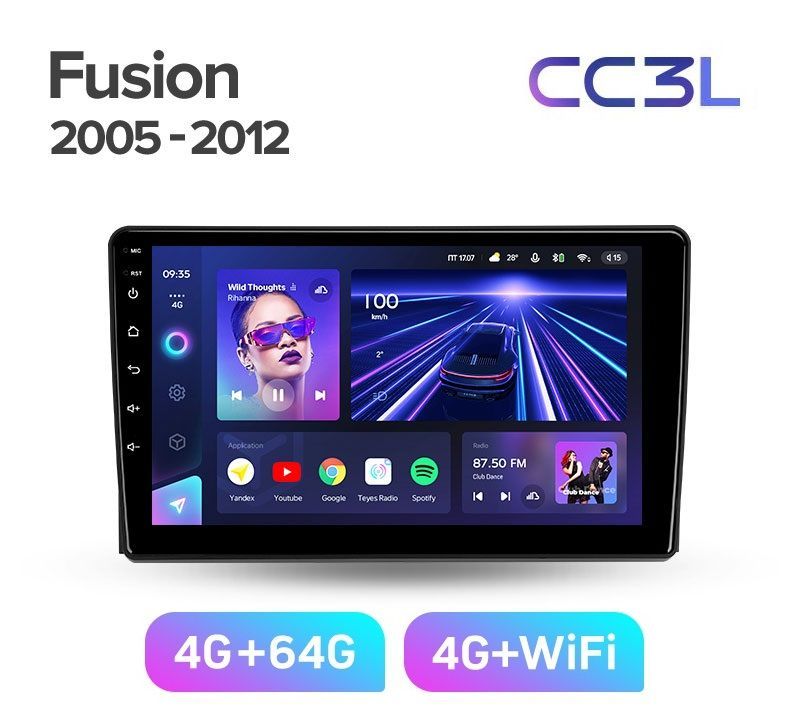 

Магнитола TEYES FORD FUSION 2005-2012 г. CC3L 4/64ГБ Android 10, IPS экран, DSP, 4G модем,, сс3л fusion