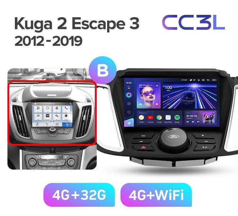 Магнитола TEYES FORD KUGA 2012-2019 г B CC3L 432ГБ Android 10 IPS экран DSP 4G моде 5089000₽