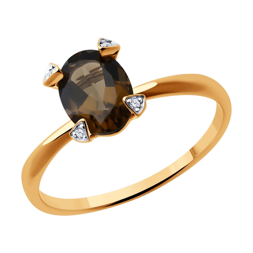 

Кольцо из золота р. 18 Diamant 51-310-01968-5, фианит\раухтопаз, 51-310-01968-5