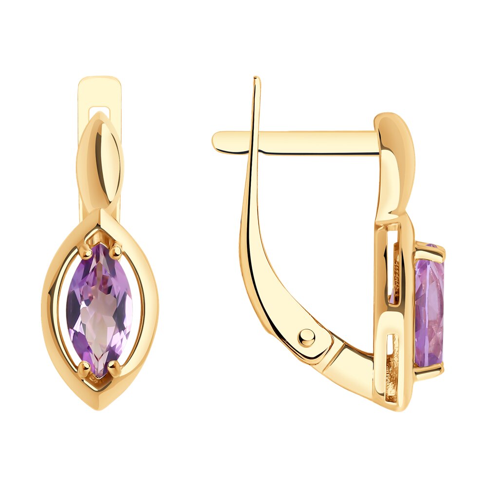 

Серьги из красного золота Diamant 51-320-02110-3, аметист, 51-320-02110-3