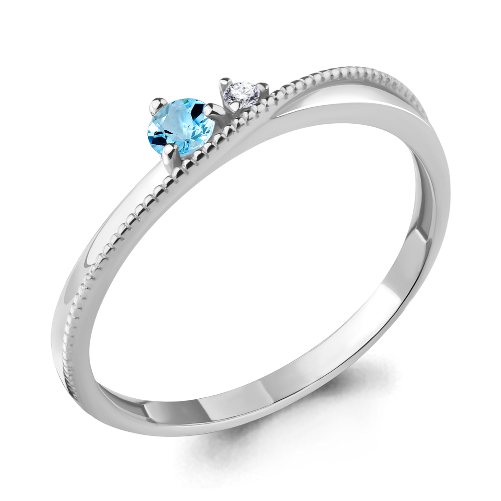 

Кольцо из серебра с топазом/фианитом р. Aquamarine 6948905А, 6948905А_925_р