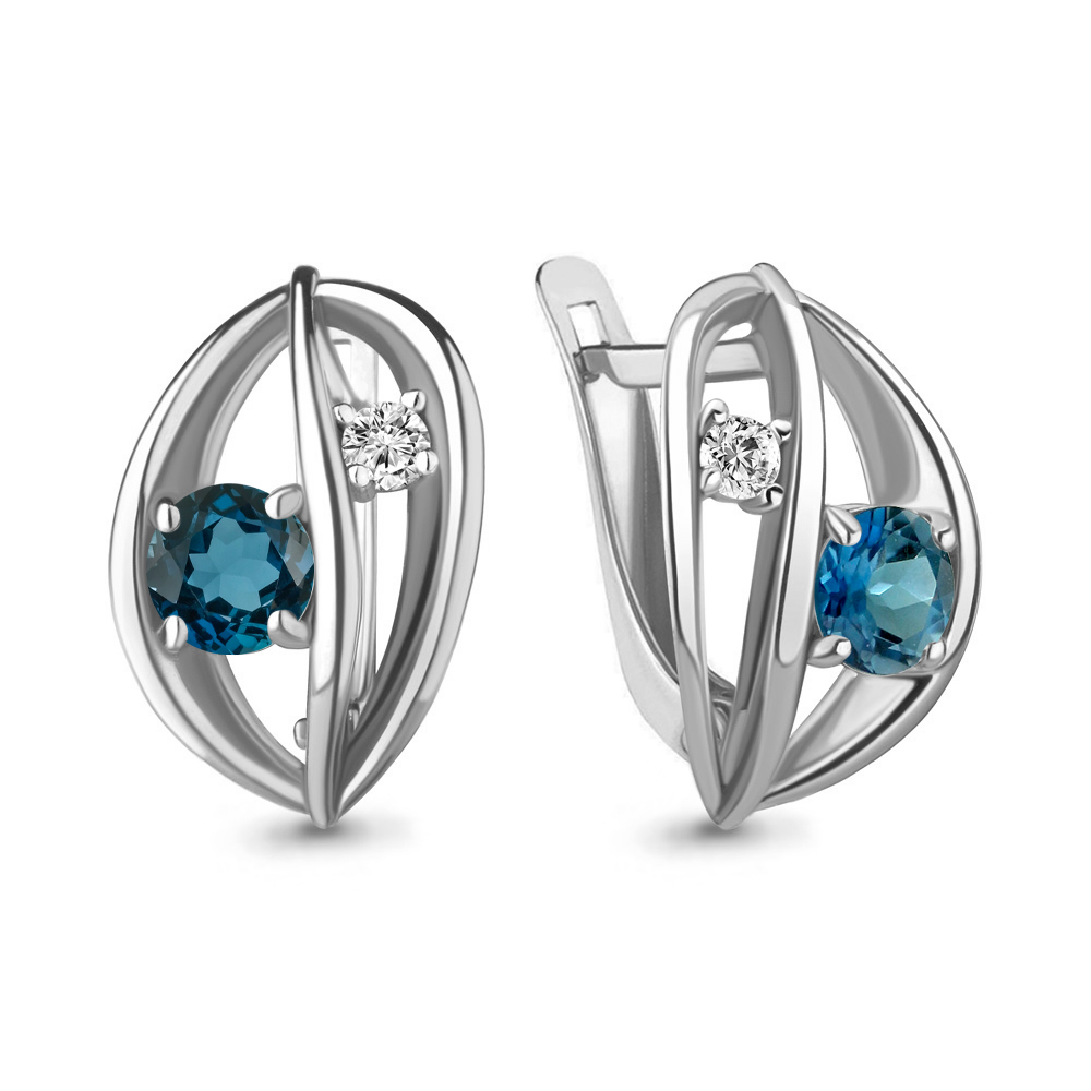 

Серьги из серебра с топазом/фианитом Aquamarine 4750308А, 4750308А_925_р