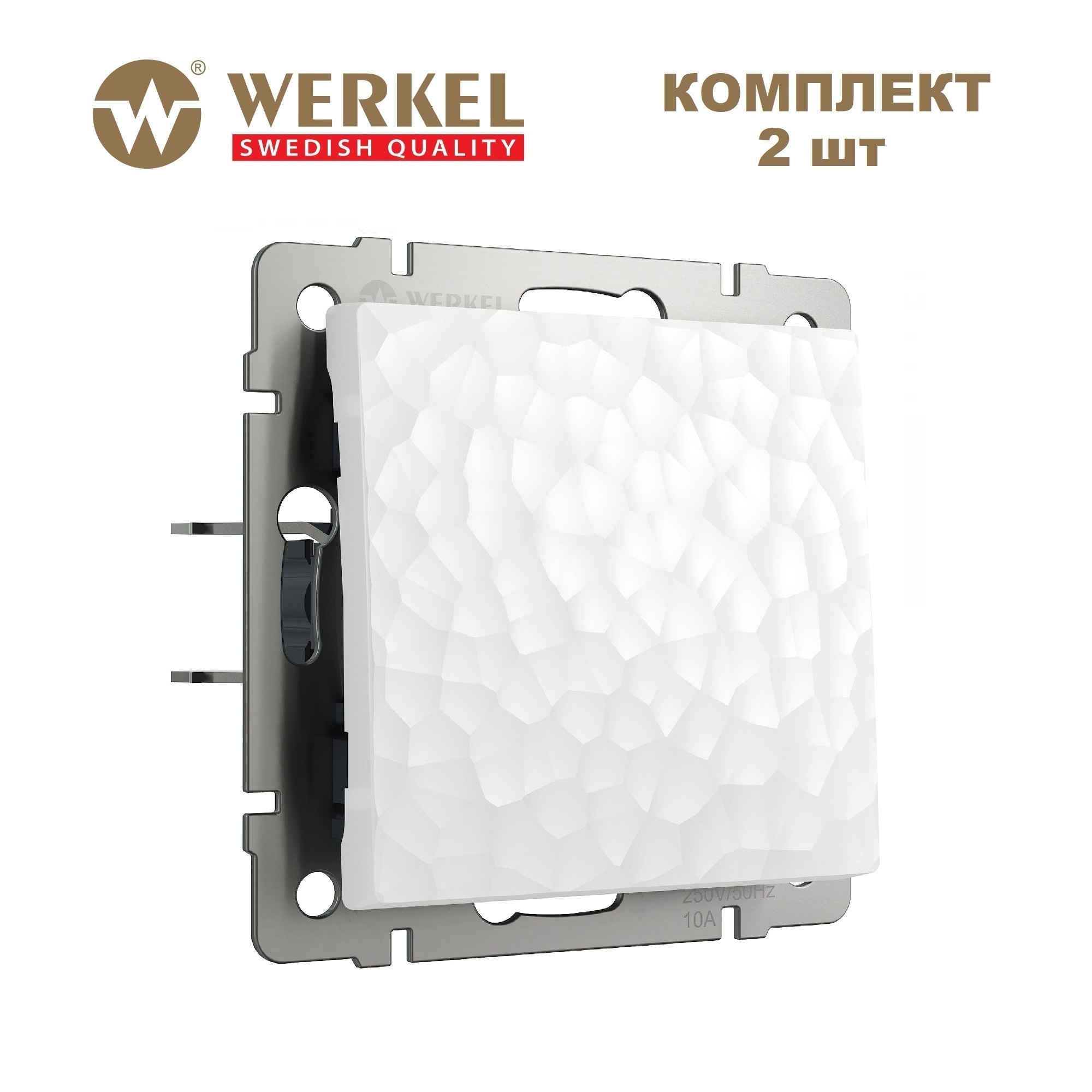 

Комплект из 2 шт встраиваемых одноклавишных проходных выкл. Werkel Hammer W1212001 белый, Встраиваемый выключатель одноклавишный проходной комплект