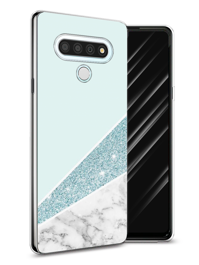 

Чехол Awog на LG Stylo 6 "Мрамор с голубыми блестками", Голубой;белый, 84550-3