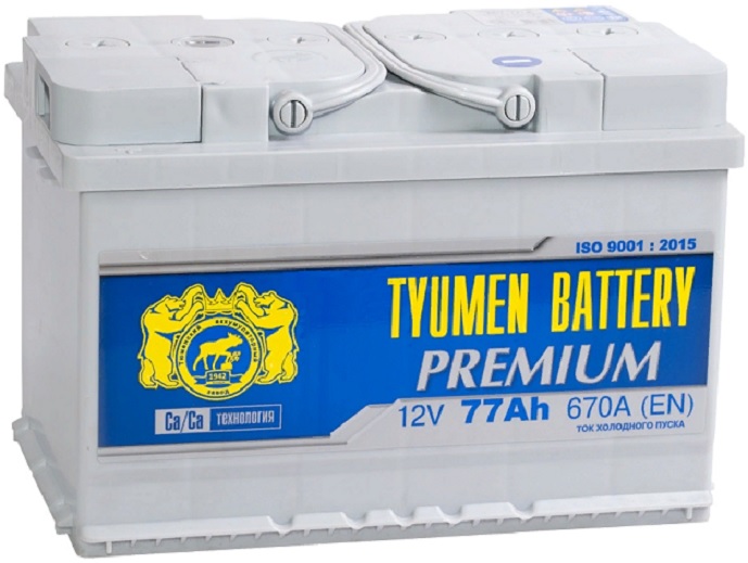 фото Аккумулятор автомобильный tyumen battery premium 77 а/ч 670 а прям. пол. (278х175х190)