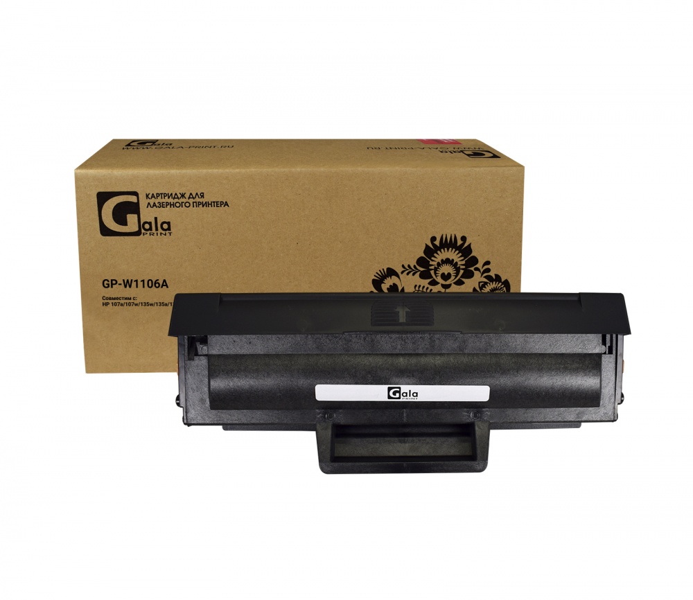 

Картридж GP-W1106A №106A для принтеров HP 107a/107w/135w/135a/137fnw без чипа, Черный