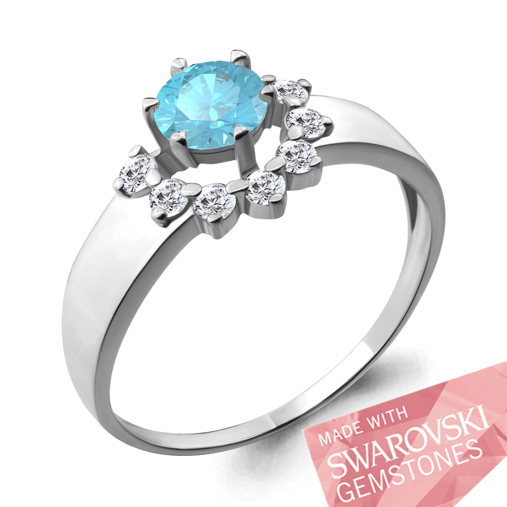 

Кольцо из серебра с топазом/фианитом р. Aquamarine 6481424А, 6481424А_925_р