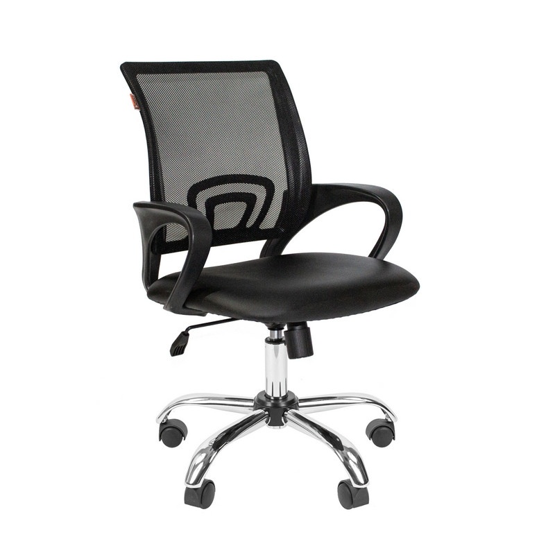 

Кресло Easy Chair кожзам черная сетка, черный, хром