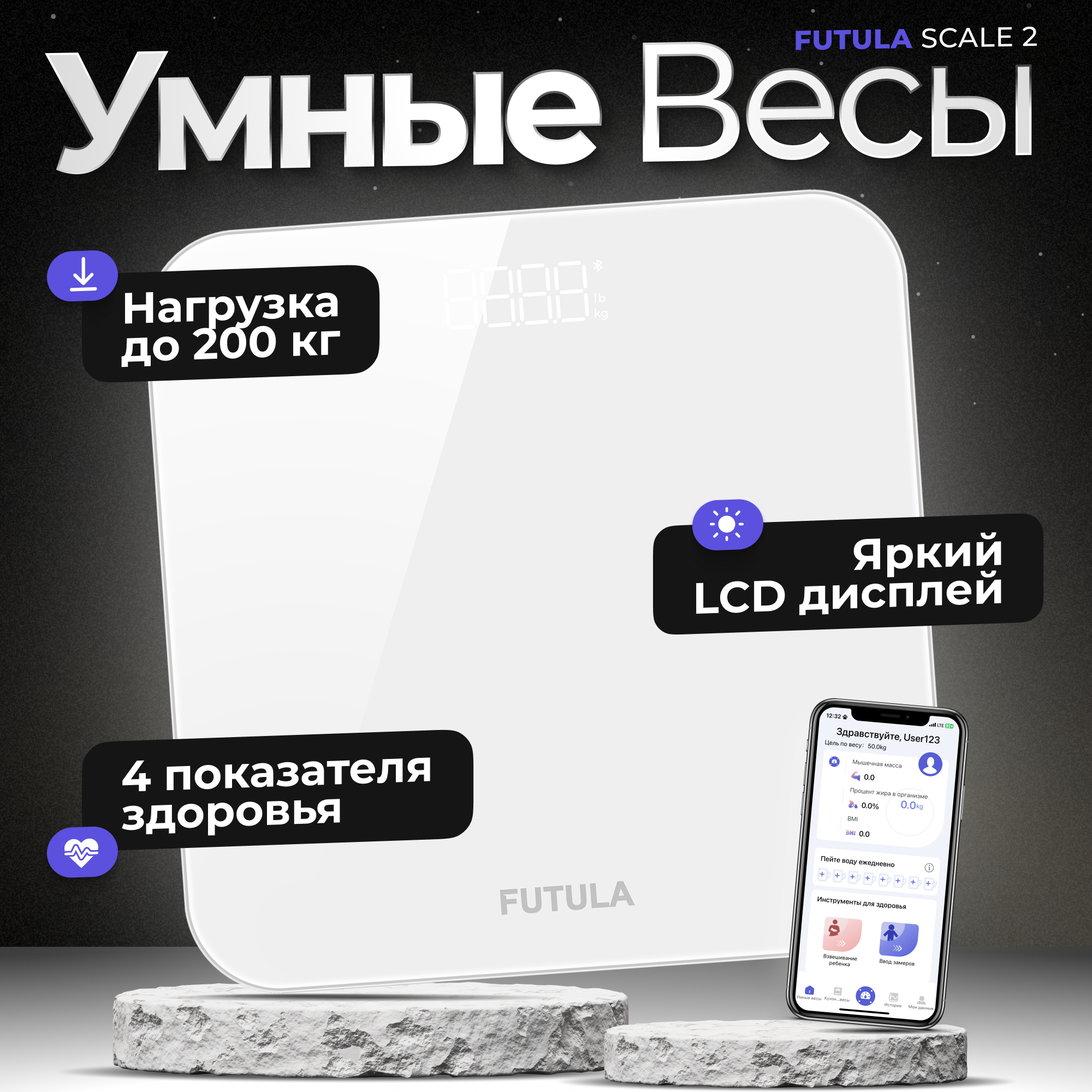 Весы напольные Futula Scale 2 White умные весы xiaomi mijia body fat scale s400 white mjtzc01ym