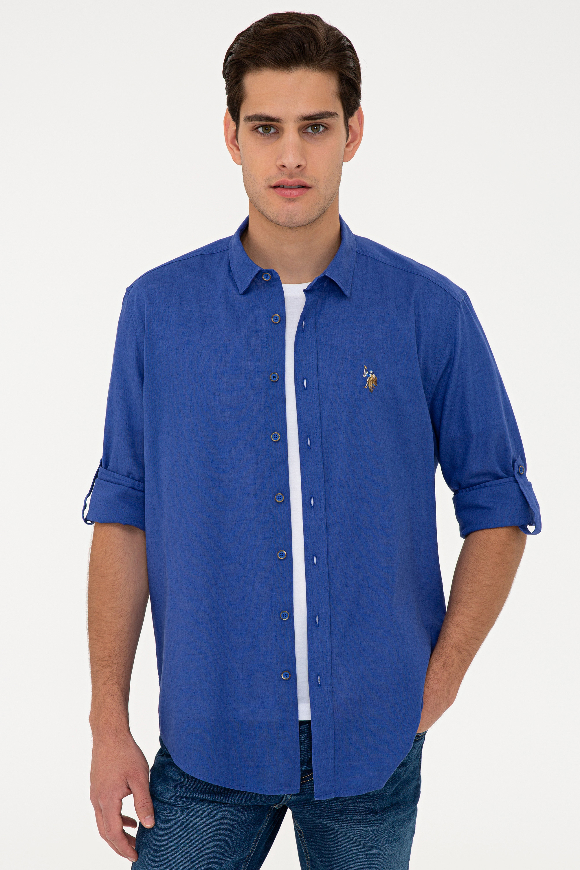 

Рубашка мужская U.S. POLO Assn. G081SZ0040ENZO021Y синяя L, G081SZ0040ENZO021Y