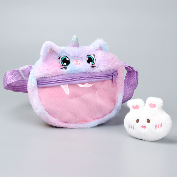 

Сумка детская «Котик» с игрушкой внутри, 20 см, Розовый