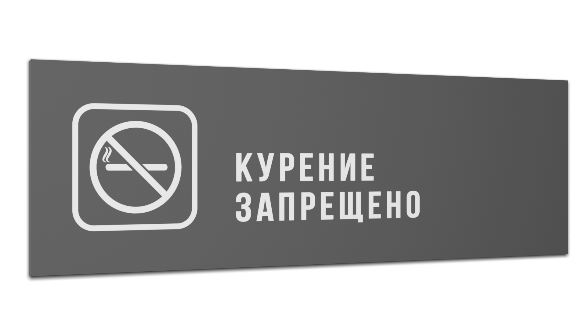 Табличка Курение запрещено, Серая матовая, 30 см х 10 см