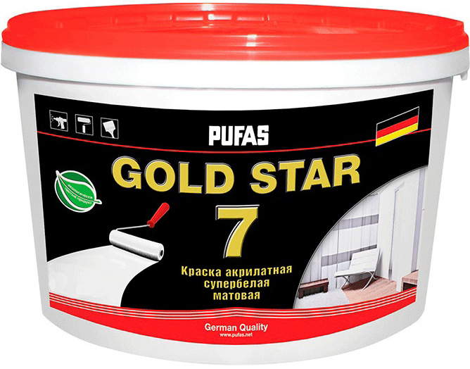 PUFAS Gold Star 7 base D под колеровку краска акрилатная интерьерная матовая (0,9л)