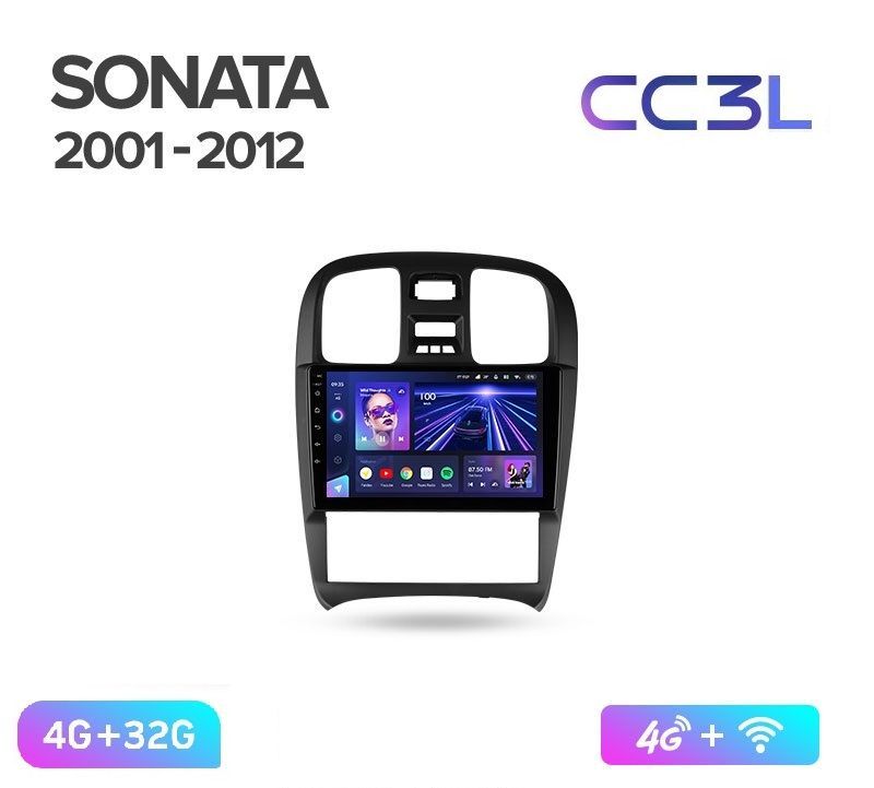 Магнитола TEYES HYUNDAI SONATA 2001-2012 г. CC3L 4/32ГБ Android 10, IPS экран, DSP, 4G мод