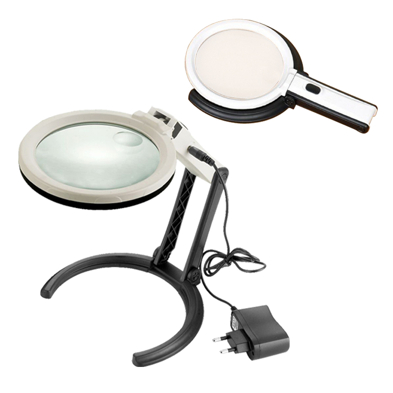 

Лупа настольная Magnifier 2x/5x-120мм складная с подсветкой 10 LED MG3B-1C