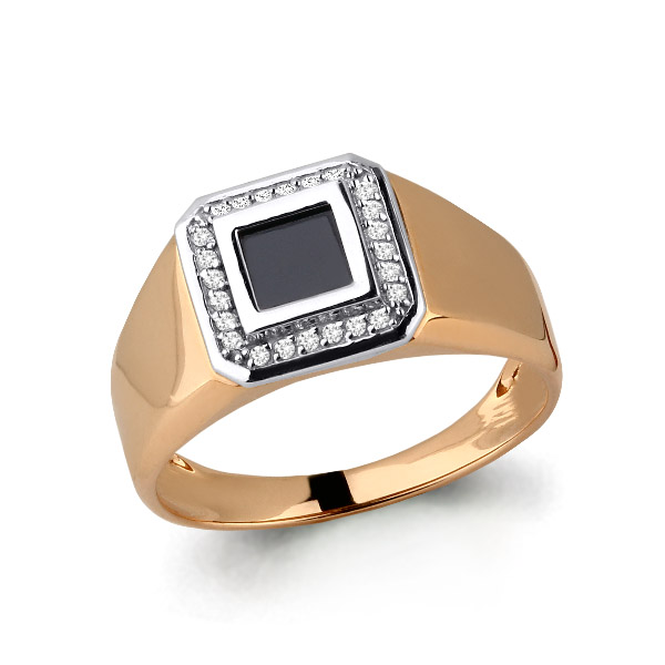 

Кольцо печатка из красного золота с фианитом р., Aquamarine 62188, 62188_585_кз