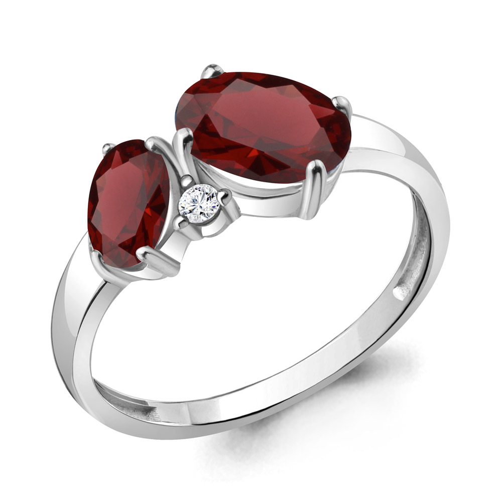 

Кольцо из серебра с гранатом/фианитом р. Aquamarine 6938903А, 6938903А_925_р