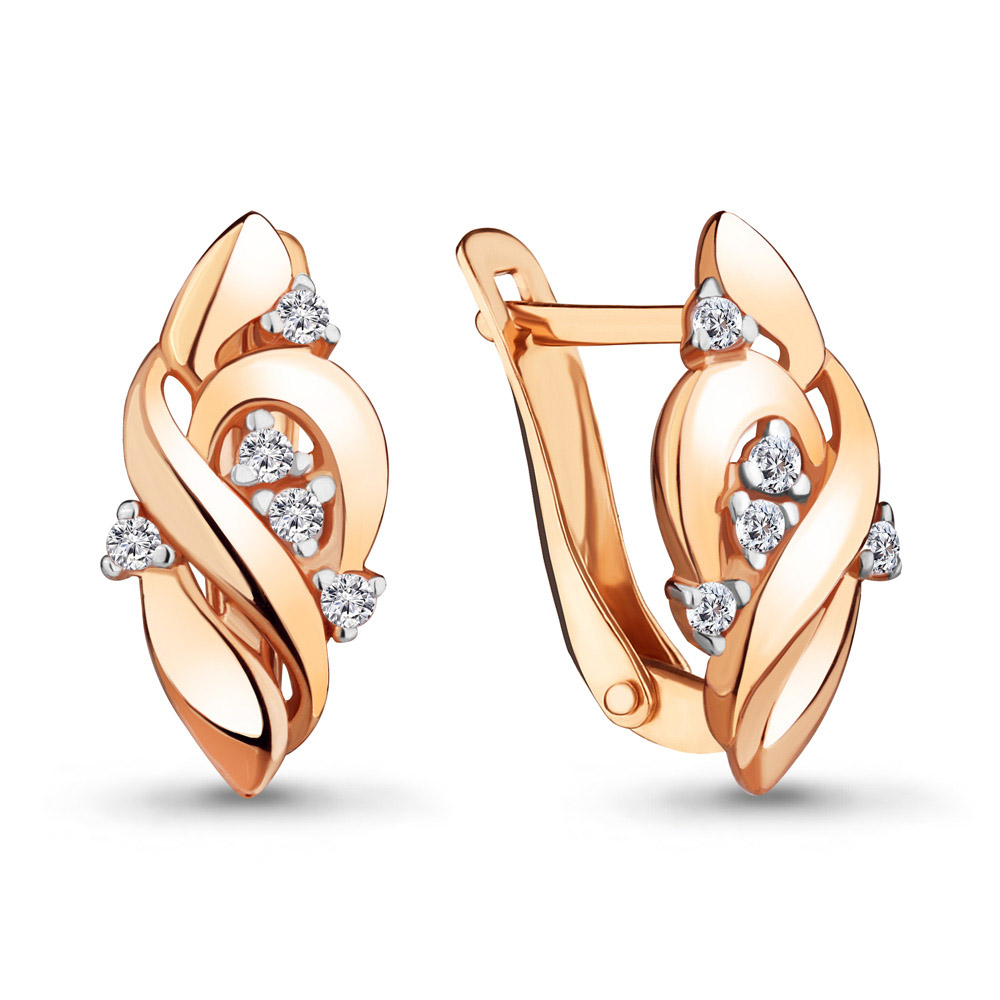 

Серьги из красного золота с фианитом Aquamarine 46888, 46888_585_кз