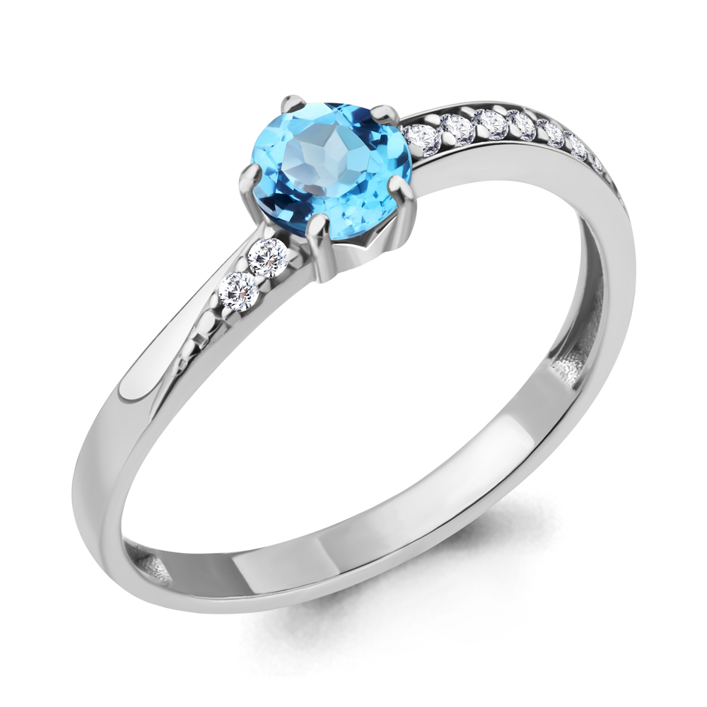 

Кольцо из серебра с топазом/фианитом р. Aquamarine 6938805А, 6938805А_925_р