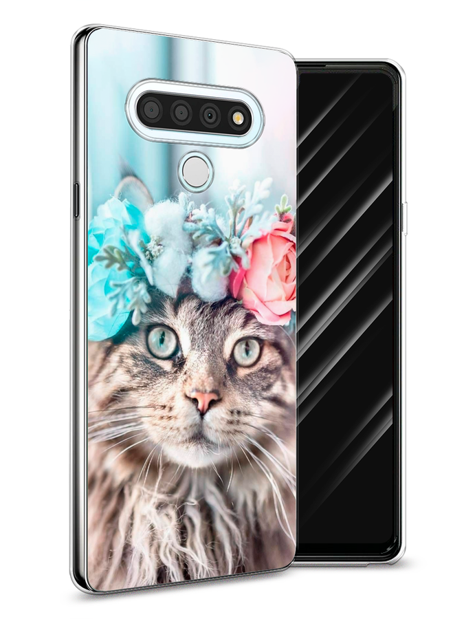 

Чехол Awog на LG Stylo 6 "Кот в венке", Серый;голубой;розовый, 84550-2