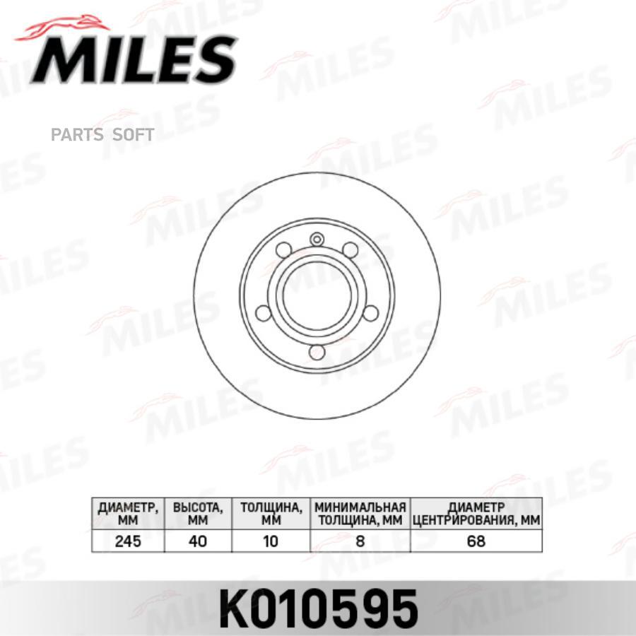 

Диск Тормозной Задний D245мм. Audi A4 1.6-3.2 00- (Trw Df4186) K010595 Miles арт. K010595