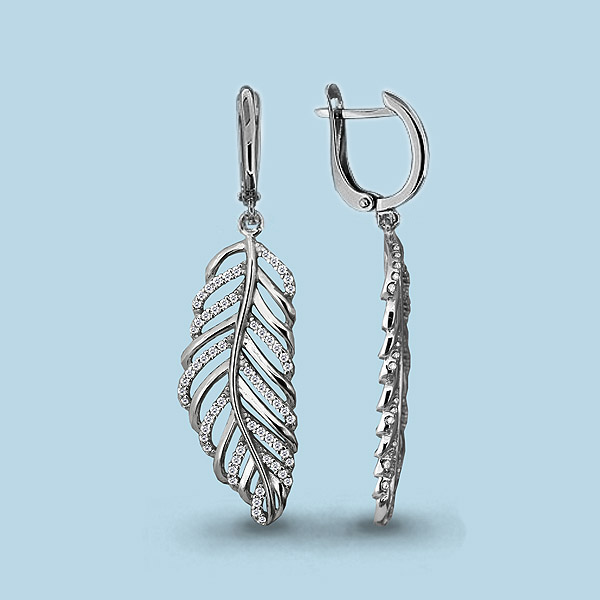 

Серьги подвески из серебра с фианитом Aquamarine 42949А, 42949А_925_р