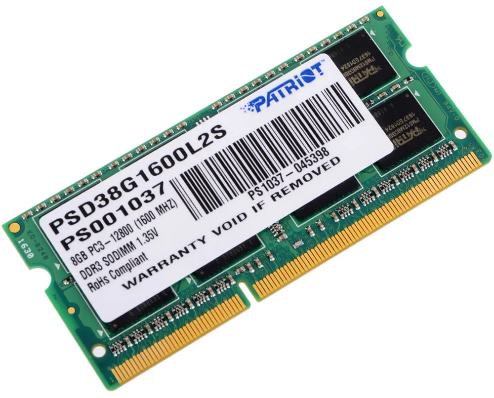 фото Оперативная память patriot (psd38g1600l2s), ddr3l 1x8gb, 1600mhz